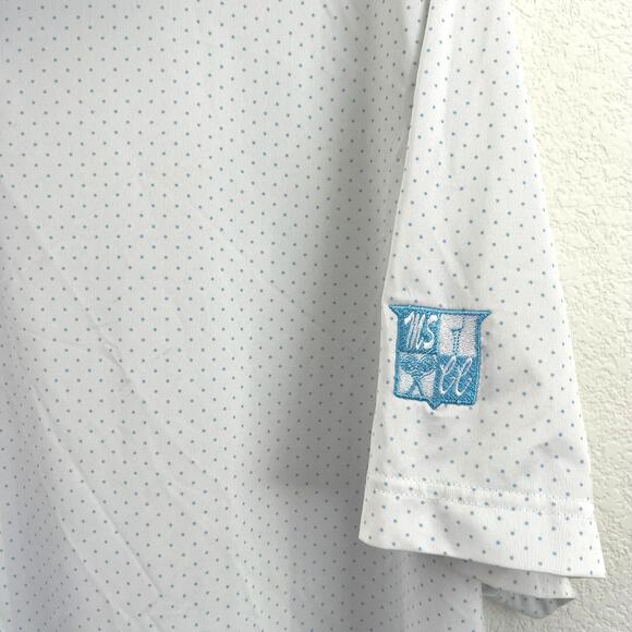 FootJoy Men Golf Polo Shirt Sz Large White Blue Dot Performance Moisture Wicking - Picture 6 of 8